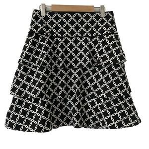 White House Black Market Tiered Riffle Geometric Lined A-Line Skirt Size 0